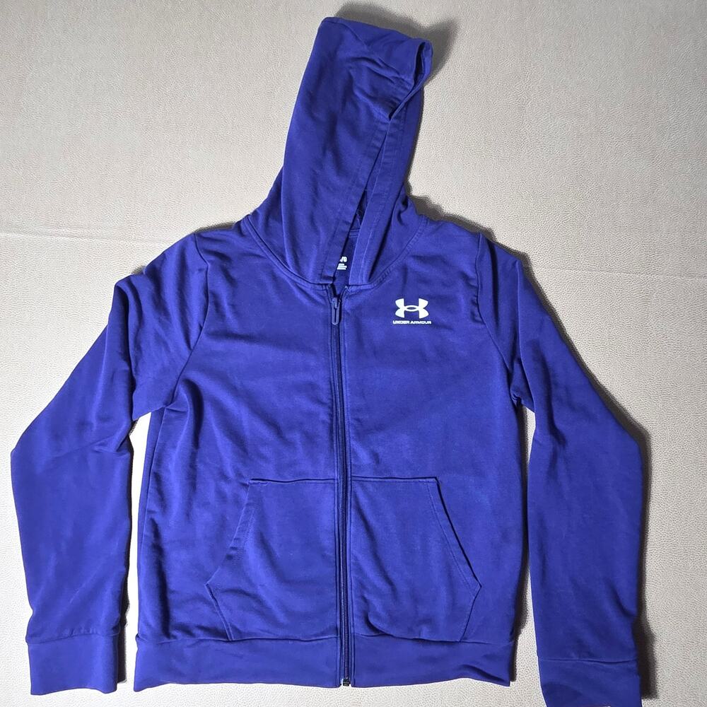 Under Armour Girls Rival Terry Full Zip Hoodie Purple Youth Large YLG
